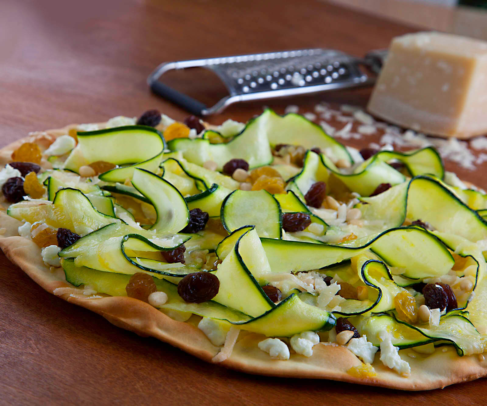 Fresno-Valley Zucchini and Raisins Pizza